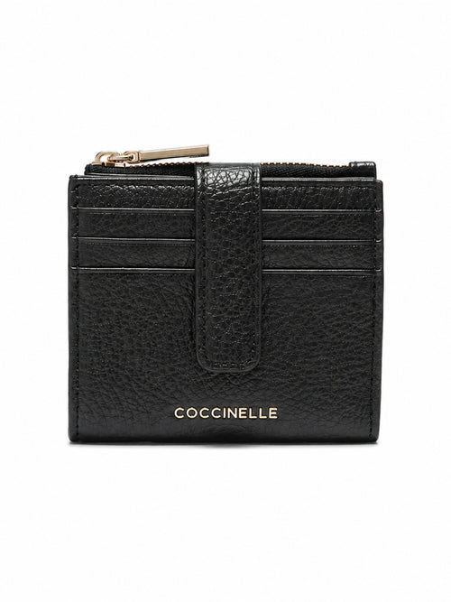 Coccinelle portafoglio metallic medium da donna noir in pelle
