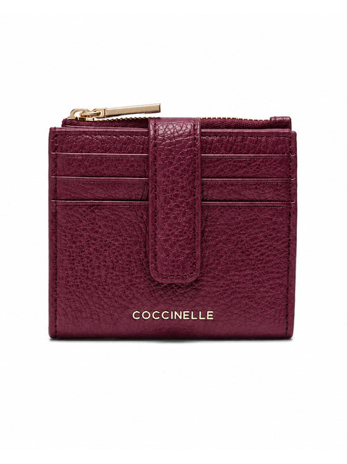 Coccinelle portafoglio metallic medium da donna berry in pelle