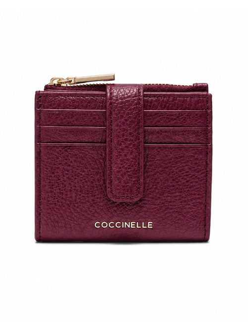 Coccinelle portafoglio metallic medium da donna berry in pelle