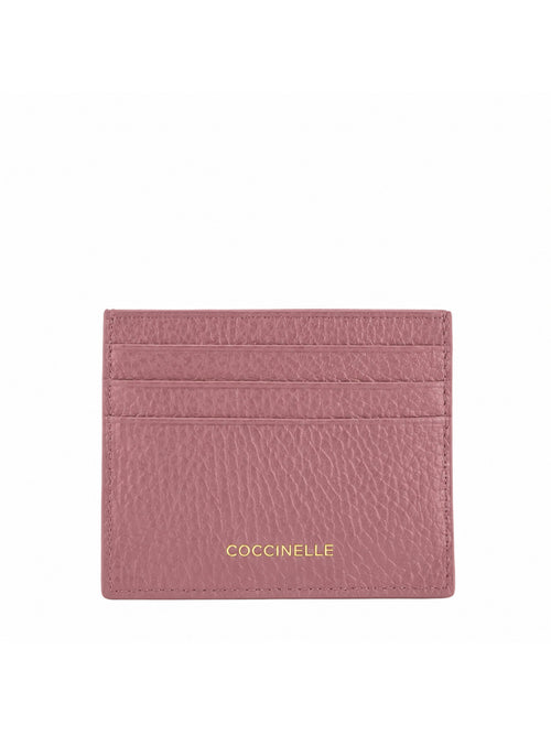 Coccinelle portacarte C-me in pelle da donna rosa