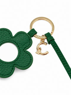 Coccinelle portachiavi a fiore con specchio da donna in pelle garden green