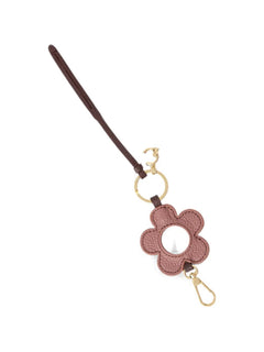 Coccinelle portachiavi a fiore con specchio da donna in pelle rosa