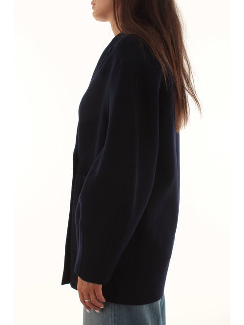 Twinset caban in panno di misto lana da donna blu riviera