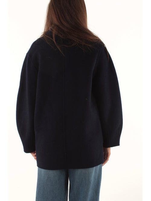Twinset caban in panno di misto lana da donna blu riviera