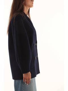 Twinset caban in panno di misto lana da donna blu riviera