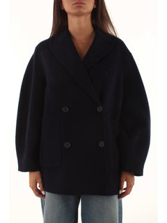 Twinset caban in panno di misto lana da donna blu riviera