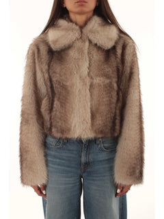 Twinset Giacca in faux fur a stampa sfumata da donna marrone
