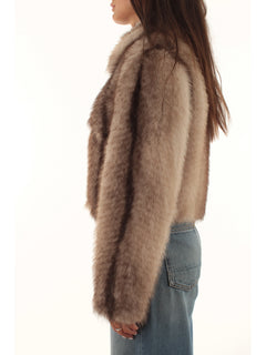 Twinset Giacca in faux fur a stampa sfumata da donna marrone