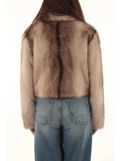 Twinset Giacca in faux fur a stampa sfumata da donna marrone