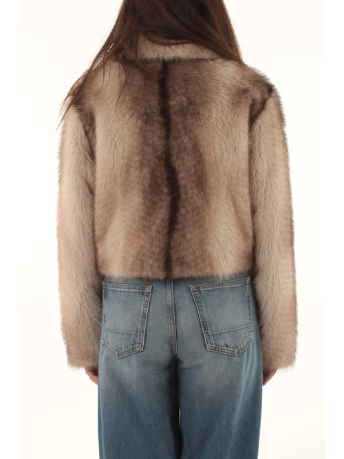 Twinset Giacca in faux fur a stampa sfumata da donna marrone