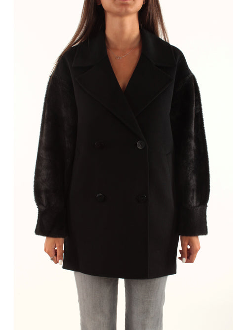 Twinset caban in panno da donna nero