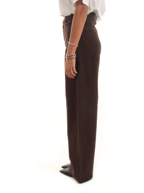 Twinset Pantaloni barrel in bull con cintura da donna marrone