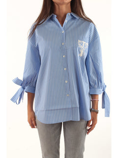 Twinset camicia in cotone a righe da donna bastonetto