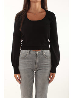 Twinset Maglia fitted con dettagli crochet da donna nero