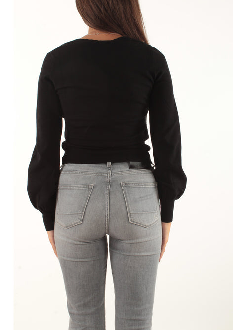 Twinset Maglia fitted con dettagli crochet da donna nero
