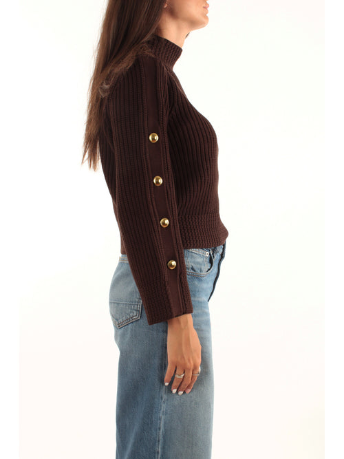 Twinset Maglia con bottoni in metallo da donna marrone