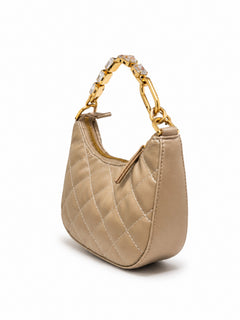 Twinset mini hobo bag con manico gioiello da donna beige