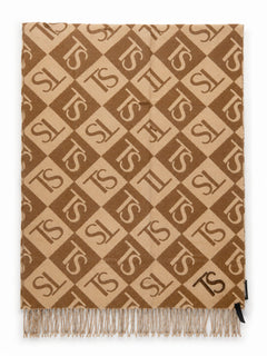 Twinset Stola jacquard a rombi con logo da donna nougat