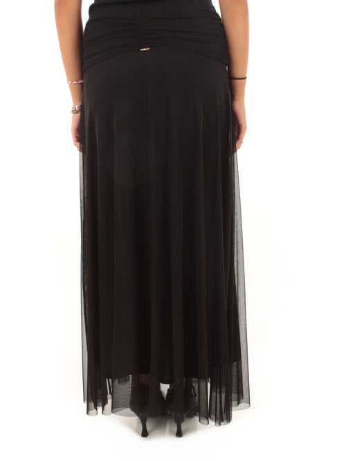 Twinset gonna lunga morbida da donna nero