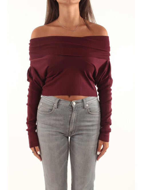 Twinset maglia in lana da donna bordeaux