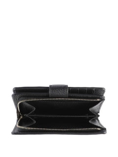 Coccinelle metallic soft portafoglio in pelle con grana da donna nero