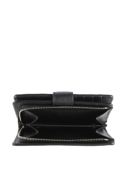 Coccinelle metallic soft portafoglio in pelle con grana da donna nero