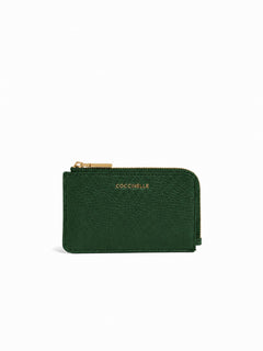 Coccinelle portacarte/monete metallic da donna garden green in pelle