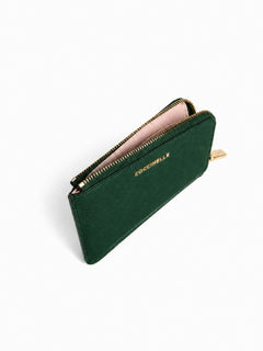 Coccinelle portacarte/monete metallic da donna garden green in pelle