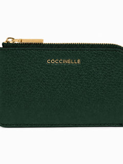 Coccinelle portacarte/monete metallic da donna garden green in pelle