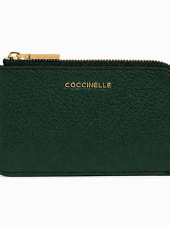 Coccinelle portacarte/monete metallic da donna garden green in pelle