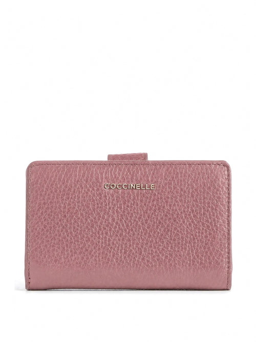 Coccinelle metallic soft portafoglio in pelle con grana da donna winter rose