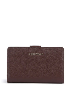 Coccinelle metallic soft portafoglio in pelle con grana da donna berry