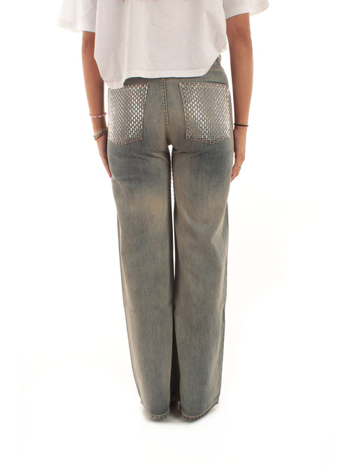 Circus Hotel Jeans borchie all-over da donna bleach denim