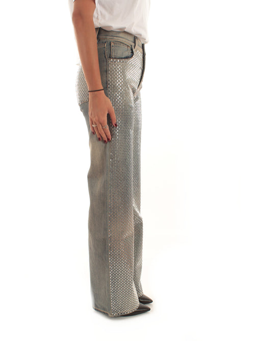 Circus Hotel Jeans borchie all-over da donna bleach denim