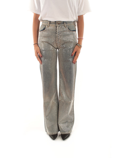 Circus Hotel Jeans borchie all-over da donna bleach denim