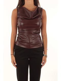 Patrizia Pepe top drappeggiato effetto spalmato da donna wood brown