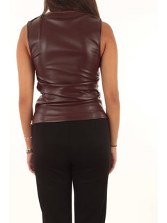 Patrizia Pepe top drappeggiato effetto spalmato da donna wood brown