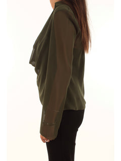 Patrizia Pepe camicia con drappeggio da donna green