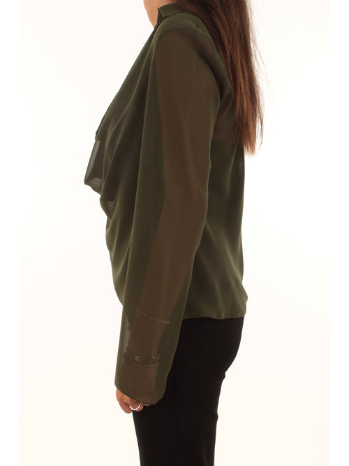 Patrizia Pepe camicia con drappeggio da donna green