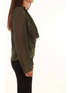 Patrizia Pepe camicia con drappeggio da donna green