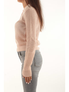 Patrizia Pepe Maglia a polo in misto mohair e lana da donna talco rose