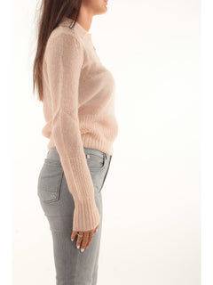Patrizia Pepe Maglia a polo in misto mohair e lana da donna talco rose