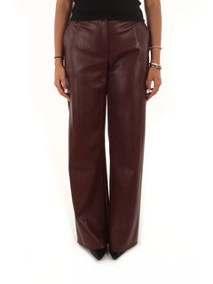 Patrizia Pepe Pantaloni dritti in tessuto spalmato con impunture da donna wood brown
