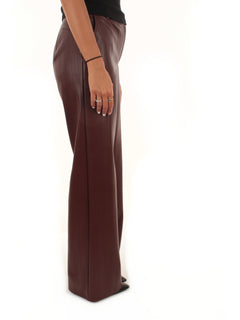 Patrizia Pepe Pantaloni dritti in tessuto spalmato con impunture da donna wood brown