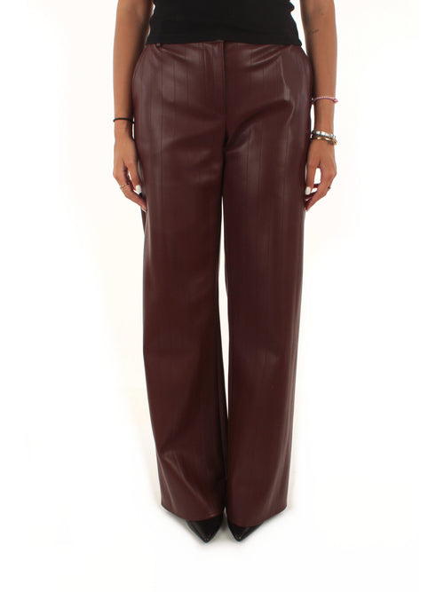 Patrizia Pepe Pantaloni dritti in tessuto spalmato con impunture da donna wood brown