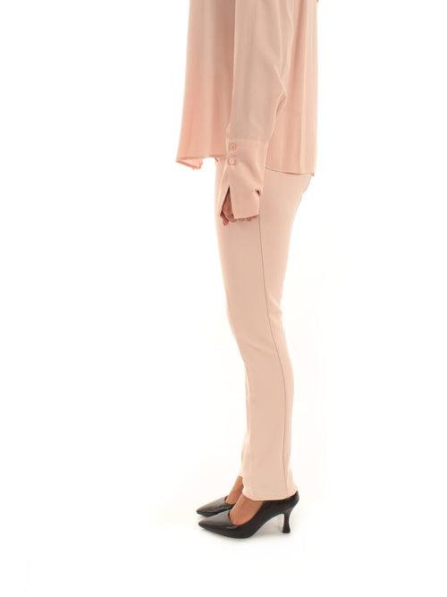 Patrizia Pepe Pantaloni slim in crêpe stretch da donna talco rose