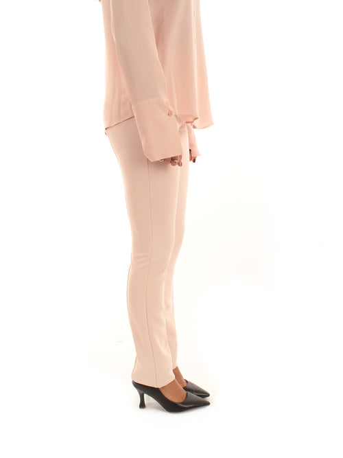Patrizia Pepe Pantaloni slim in crêpe stretch da donna talco rose