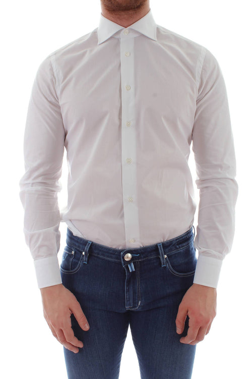 Borriello camicia slim sartoriale da uomo bianca, 1401
