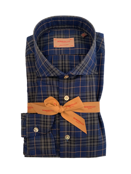 Borriello camicia Principe di Galles da uomo blu/grigio,15048