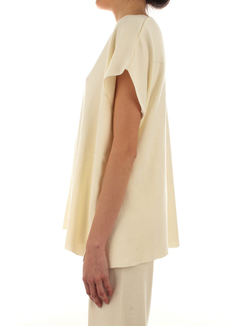Akep gilet in maglia di viscosa ecologica da donna panna